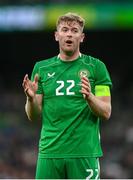 6 June 2025; Nathan Collins of Republic of Ireland during the international friendly match between Republic of Ireland and Senegal at the Aviva Stadium in Dublin. Photo by Stephen McCarthy/Sportsfile
