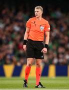 6 June 2025; Referee Adam Ladebäck during the international friendly match between Republic of Ireland and Senegal at the Aviva Stadium in Dublin. Photo by Michael P Ryan/Sportsfile