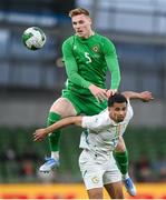 6 June 2025; Jake O'Brien of Republic of Ireland and Iliman Ndiaye of Senegal during the international friendly match between Republic of Ireland and Senegal at the Aviva Stadium in Dublin. Photo by Stephen McCarthy/Sportsfile