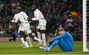 6 June 2025; Ismaïla Sarr of Senegal is congratulated by teammates after scoring their side's first goal during the international friendly match between Republic of Ireland and Senegal at the Aviva Stadium in Dublin. Photo by Ben McShane/Sportsfile