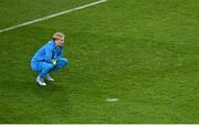 6 June 2025; Republic of Ireland goalkeeper Caoimhin Kelleher reacts after Senegal score their side's first goal during the international friendly match between Republic of Ireland and Senegal at the Aviva Stadium in Dublin. Photo by Piaras Ó Mídheach/Sportsfile