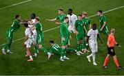 6 June 2025; Players from both teams tussle during the international friendly match between Republic of Ireland and Senegal at the Aviva Stadium in Dublin. Photo by Piaras Ó Mídheach/Sportsfile
