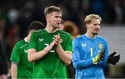 6 June 2025; Nathan Collins of Republic of Ireland after his side's draw in the international friendly match between Republic of Ireland and Senegal at the Aviva Stadium in Dublin. Photo by Ben McShane/Sportsfile