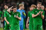 6 June 2025; Jason Knight, left, and Nathan Collins of Republic of Ireland after their side's draw in the international friendly match between Republic of Ireland and Senegal at the Aviva Stadium in Dublin. Photo by Ben McShane/Sportsfile
