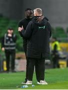 6 June 2025; Senegal head coach Pape Thiaw, left, and Republic of Ireland head coach Heimir Hallgrimsson after the international friendly match between Republic of Ireland and Senegal at the Aviva Stadium in Dublin. Photo by Stephen McCarthy/Sportsfile
