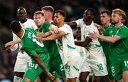 6 June 2025; Players from both team tussle during the international friendly match between Republic of Ireland and Senegal at the Aviva Stadium in Dublin. Photo by Michael P Ryan/Sportsfile