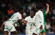 6 June 2025; Ismaïla Sarr of Senegal, left, celebrates with team-mates after scoring their side's first goal during the international friendly match between Republic of Ireland and Senegal at the Aviva Stadium in Dublin. Photo by Michael P Ryan/Sportsfile
