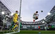 6 June 2025; Iliman Ndiaye of Senegal heads clear from a corner-kick during the international friendly match between Republic of Ireland and Senegal at the Aviva Stadium in Dublin. Photo by Stephen McCarthy/Sportsfile