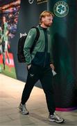 6 June 2025; Liam Scales of Republic of Ireland arrives for the international friendly match between Republic of Ireland and Senegal at the Aviva Stadium in Dublin. Photo by Stephen McCarthy/Sportsfile