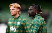 6 June 2025; Festy Ebosele of Republic of Ireland before the international friendly match between Republic of Ireland and Senegal at the Aviva Stadium in Dublin. Photo by Stephen McCarthy/Sportsfile
