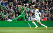 6 June 2025; Adam Idah of Republic of Ireland during the international friendly match between Republic of Ireland and Senegal at the Aviva Stadium in Dublin. Photo by Stephen McCarthy/Sportsfile
