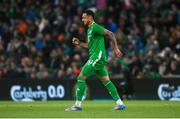 6 June 2025; Adam Idah of Republic of Ireland reacts after picking up an injury during the international friendly match between Republic of Ireland and Senegal at the Aviva Stadium in Dublin. Photo by Stephen McCarthy/Sportsfile