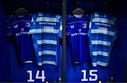 7 June 2025; The jersey of Tommy O'Brien and Jimmy O'Brien in the Leinster dressingroom before the United Rugby Championship semi-final match between Leinster and Glasgow Warriors at the Aviva Stadium in Dublin. Photo by Brendan Moran/Sportsfile
