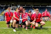 7 June 2025; Louth players celebrate with the cup after the Electric Ireland Celtic Challenge Corn Tom Hogan final match between Cavan and Louth at Kingspan Breffni in Cavan. Photo by Thomas Flinkow/Sportsfile