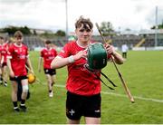 7 June 2025; Michael McGinty of Louth leaves the pitch after his side's victory in the Electric Ireland Celtic Challenge Corn Tom Hogan final match between Cavan and Louth at Kingspan Breffni in Cavan. Photo by Thomas Flinkow/Sportsfile
