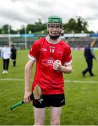 7 June 2025; Cormac Reynolds of Louth celebrates after his side's victory in the Electric Ireland Celtic Challenge Corn Tom Hogan final match between Cavan and Louth at Kingspan Breffni in Cavan. Photo by Thomas Flinkow/Sportsfile