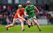 7 June 2025; Fergal Cronin of Kildare in action against Darragh McKee of Armagh during the Electric Ireland Celtic Challenge Corn Jerome O’Leary final match between Kildare and Armagh at the GAA National Games Development Centre in Abbotstown, Dublin. Photo by Stephen Marken/Sportsfile