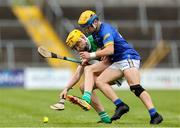 7 June 2025; Darragh O'Reilly of Longford in action against Dara Donnelly of Fermanagh during the Electric Ireland Celtic Challenge Corn Michael Feery final match between Longford and Fermanagh at Kingspan Breffni in Cavan. Photo by Thomas Flinkow/Sportsfile