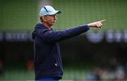 7 June 2025; Leinster head coach Leo Cullen before the United Rugby Championship semi-final match between Leinster and Glasgow Warriors at the Aviva Stadium in Dublin. Photo by Seb Daly/Sportsfile