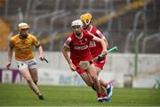 7 June 2025; Josh Brosnan of Cork White in action against Cathal Kennedy of Tipperary Gold during the Electric Ireland Celtic Challenge Corn Michael Hogan final match between Tipperary Gold and Cork White at FBD Semple Stadium in Thurles, Tipperary. Photo by Michael P Ryan/Sportsfile