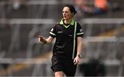 7 June 2025; Referee Maggie Farrelly during the TG4 All-Ireland Ladies Football Senior Championship Round 1 match between Meath and Armagh at Páirc Tailteann in Navan, Meath. Photo by Ben McShane/Sportsfile