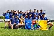 7 June 2025; Longford players celebrate with the cup after the Electric Ireland Celtic Challenge Corn Michael Feery final match between Longford and Fermanagh at Kingspan Breffni in Cavan. Photo by Thomas Flinkow/Sportsfile