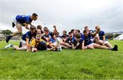 7 June 2025; Longford players celebrate with the cup after the Electric Ireland Celtic Challenge Corn Michael Feery final match between Longford and Fermanagh at Kingspan Breffni in Cavan. Photo by Thomas Flinkow/Sportsfile