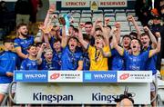 7 June 2025; Longford players celebrate with the cup after the Electric Ireland Celtic Challenge Corn Michael Feery final match between Longford and Fermanagh at Kingspan Breffni in Cavan. Photo by Thomas Flinkow/Sportsfile