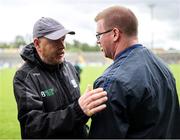 7 June 2025; Fermanagh manager Cyril Dunne, left, with Longford coach John Newman after the Electric Ireland Celtic Challenge Corn Michael Feery final match between Longford and Fermanagh at Kingspan Breffni in Cavan. Photo by Thomas Flinkow/Sportsfile