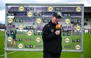 7 June 2025; Armagh manager Joe Feeney is interviewed by TG4 after the TG4 All-Ireland Ladies Football Senior Championship Round 1 match between Meath and Armagh at Páirc Tailteann in Navan, Meath. Photo by Ben McShane/Sportsfile