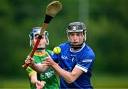 7 June 2025; Harry Donoghue of Laois in action against Cathal Flynn of Meath during the Electric Ireland Celtic Challenge Corn William Robinson final match between Meath and Laois at the GAA National Games Development Centre in Abbotstown, Dublin. Photo by Stephen Marken/Sportsfile