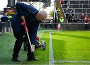 25 May 2025; Groundsman Eugene Griffin sets out the line flags before the Munster GAA Hurling Senior Championship Final match between Limerick and Cork at TUS Gaelic Grounds in Limerick. Photo by John Sheridan/Sportsfile