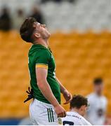 7 June 2025; Lewis Ryan of Meath reacts to a missed opportunity on goal during the Electric Ireland GAA Football All-Ireland Minor Paul McGirr Cup Final match between Kildare and Meath at Glenisk O'Connor Park, Tullamore, Offaly. Photo by Tom Beary/Sportsfile
