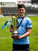 7 June 2025; Dublin captain Lucas Cass with the cup after during the Electric Ireland Celtic Challenge Corn John Scott final match between Clare and Dublin at FBD Semple Stadium in Thurles, Tipperary. Photo by Michael P Ryan/Sportsfile