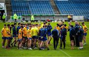 7 June 2025; Clare players and management after the Electric Ireland Celtic Challenge Corn John Scott final match between Clare and Dublin at FBD Semple Stadium in Thurles, Tipperary. Photo by Michael P Ryan/Sportsfile