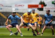 7 June 2025; Ben Flanagan of Dublin in action against Harry Nolan of Clare during the Electric Ireland Celtic Challenge Corn John Scott final match between Clare and Dublin at FBD Semple Stadium in Thurles, Tipperary. Photo by Michael P Ryan/Sportsfile