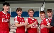 7 June 2025; Cork White players, from left, Rian O’Connell, Evan McGuicken, Ryan Cronin, and Matt Kenny celebrate after the Electric Ireland Celtic Challenge Corn Michael Hogan final match between Tipperary Gold and Cork White at FBD Semple Stadium in Thurles, Tipperary. Photo by Michael P Ryan/Sportsfile