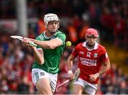 7 June 2025; Kyle Hayes of Limerick in action against Alan Connolly of Cork during the Munster GAA Hurling Senior Championship final match between Limerick and Cork at TUS Gaelic Grounds in Limerick. Photo by Piaras Ó Mídheach/Sportsfile