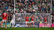 7 June 2025; Séamus Harnedy of Cork, 12, celebrates a 27th minute goal during the Munster GAA Hurling Senior Championship final match between Limerick and Cork at TUS Gaelic Grounds in Limerick. Photo by Ray McManus/Sportsfile