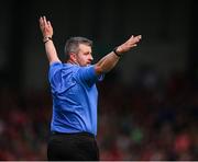7 June 2025; Referee Thomas Walsh during the Munster GAA Hurling Senior Championship final match between Limerick and Cork at TUS Gaelic Grounds in Limerick. Photo by Ray McManus/Sportsfile