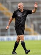 7 June 2025; Referee Eamonn Stapleton during the Electric Ireland Celtic Challenge Corn Michael Hogan final match between Tipperary Gold and Cork White at FBD Semple Stadium in Thurles, Tipperary. Photo by Michael P Ryan/Sportsfile