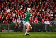 7 June 2025; Aaron Gillane of Limerick takes a free during the Munster GAA Hurling Senior Championship final match between Limerick and Cork at TUS Gaelic Grounds in Limerick. Photo by Piaras Ó Mídheach/Sportsfile