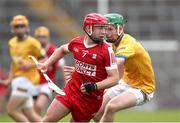 7 June 2025; Finn Connaughton of Cork White in action against Paul Calahan of Tipperary Gold during the Electric Ireland Celtic Challenge Corn Michael Hogan final match between Tipperary Gold and Cork White at FBD Semple Stadium in Thurles, Tipperary. Photo by Michael P Ryan/Sportsfile