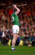 7 June 2025; Declan Hannon of Limerick reacts after missing the last penalty during the Munster GAA Hurling Senior Championship final match between Limerick and Cork at TUS Gaelic Grounds in Limerick. Photo by Ray McManus/Sportsfile
