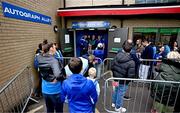 7 June 2025; Leinster players Caelan Doris and Josh van der Flier with supporters in Autograph Alley before the United Rugby Championship semi-final match between Leinster and Glasgow Warriors at the Aviva Stadium in Dublin. Photo by Seb Daly/Sportsfile
