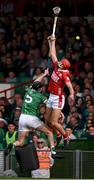 7 June 2025; Brian Hayes of Cork and Diarmaid Byrnes of Limerick  during the Munster GAA Hurling Senior Championship final match between Limerick and Cork at TUS Gaelic Grounds in Limerick. Photo by Ray McManus/Sportsfile