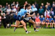 8 June 2025; Katie Murray of Waterford in action against Sinéad Goldrick of Dublin during the TG4 All-Ireland Senior Championship match between Waterford and Dublin at Dungarvan GAA Club in Dungarvan, Waterford. Photo by Seb Daly/Sportsfile