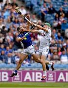 8 June 2025; Lee Cleere of Laois in action against Jack Sheridan of Kildare during the Joe McDonagh Cup final match between Kildare and Laois at Croke Park in Dublin. Photo by John Sheridan/Sportsfile