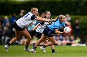 8 June 2025; Aoife Curran of Dublin in action against Clare Walsh of Waterford during the TG4 All-Ireland Senior Championship match between Waterford and Dublin at Dungarvan GAA Club in Dungarvan, Waterford. Photo by Seb Daly/Sportsfile
