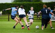 8 June 2025; Hannah Tyrrell of Dublin, left, scores her side's first goal during the TG4 All-Ireland Senior Championship match between Waterford and Dublin at Dungarvan GAA Club in Dungarvan, Waterford. Photo by Seb Daly/Sportsfile